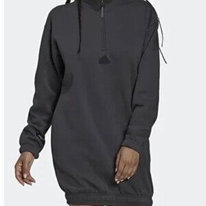 ADIDAS SPORTSWEAR WOMEN'S  HALF-ZIP SWEATSHIRT DRESS -  Sustainably Made-  Large